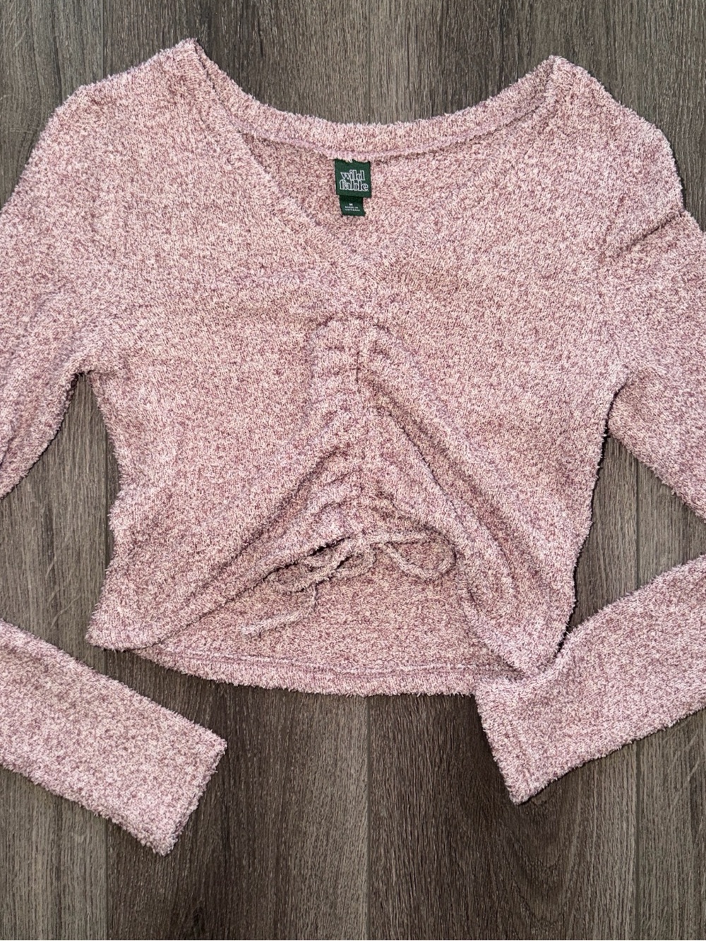 wild fable Blush Pink Mauve Ruched Cozy Long-Sleeve Sweater Top M